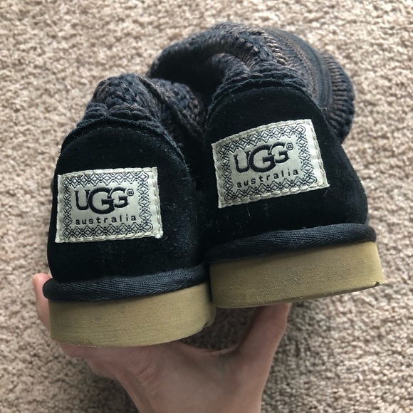 UGG Knit Boots Patchwork Tall Black Bleached Full Zip Sock Boot 1001020 Women 5 - Picture 4 of 13